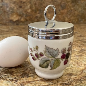 Vintage Royal Worcester Porcelain Standard Size Egg Coddler, Blackberry Pattern