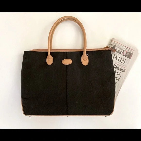 Barneys New York Black Tote W/ Leather Handles - Etsy