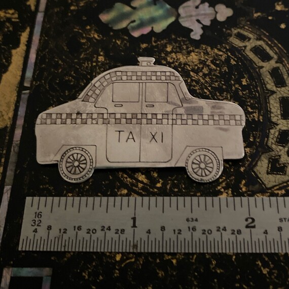 NYC Vintage Taxi Cab Brooch, Sterling Silver - image 5