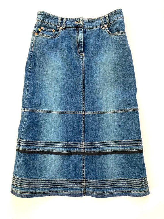 Vintage anthropologie Denim Skirt, Louie, Size US… - image 1