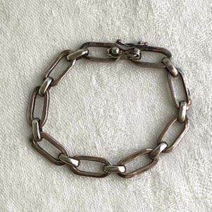 Modernist Sterling Silver Large Link Bracelet, Unisex, Mint, Stamped 925