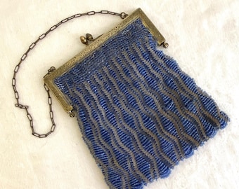 Art Deco Beaded Flapper Bag, Victorian Glass Bead Evening Bag