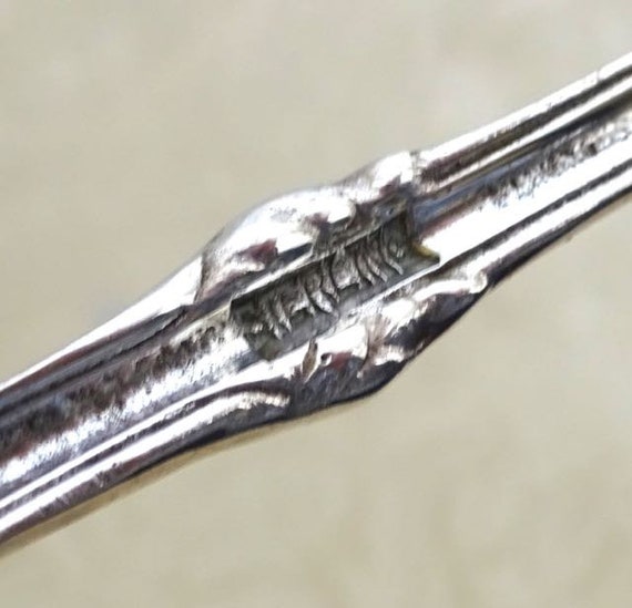 Antique Ornate Sterling Silver Serving Fork Georgian 3 Prong Long Handle