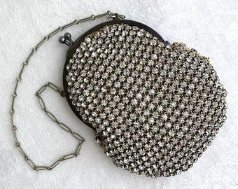 Art Deco Rhinestone  Evening Bag, Coin Purse, Wristlet