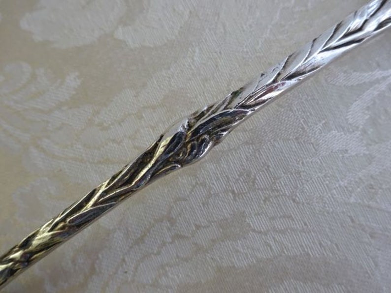 Antique Ornate Sterling Silver Serving Fork Georgian 3 Prong Long Handle