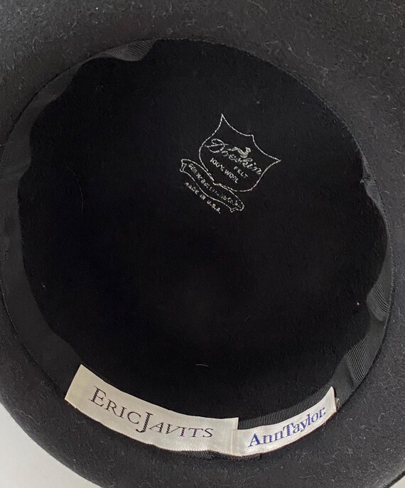 Eric Javits Black Roll Brim Hat With Satin Bow, Wool Fedora  display picture 1