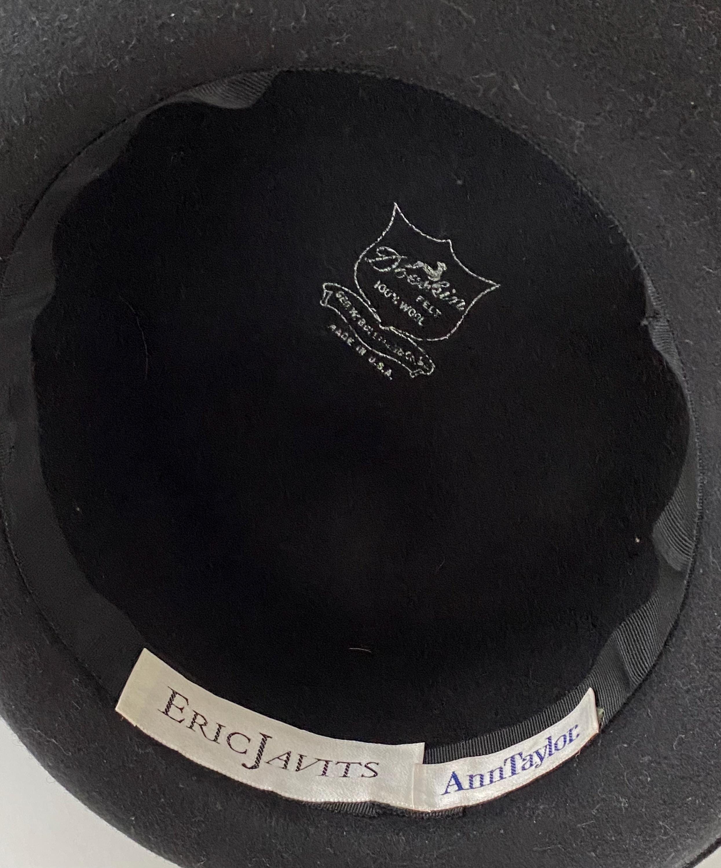 Eric Javits Black Roll Brim Hat With Satin Bow, Wool Fedora  display picture 2