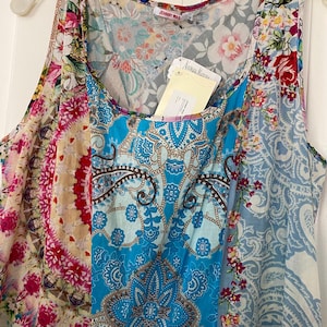 Vestido largo sin mangas Johnny Was Bessy Mix Print, 100% algodón, talla L imagen 3