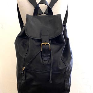 Vintage Coach Mini Daypack Backpack Black Leather With