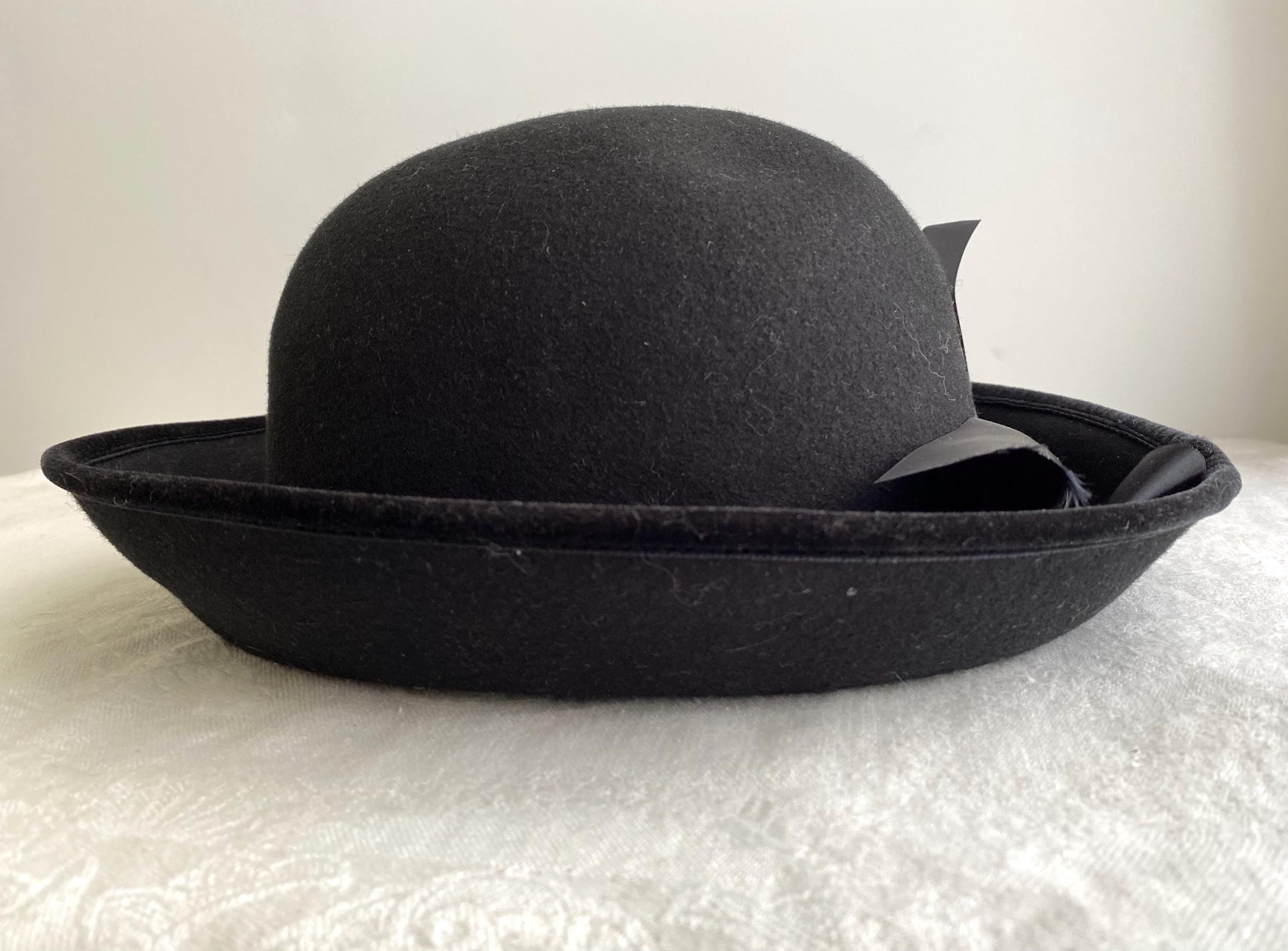 Eric Javits Black Roll Brim Hat With Satin Bow, Wool Fedora  display picture 1