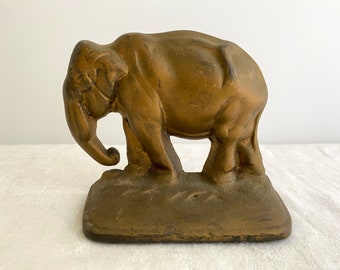Antique Bronze Elephant Bookend, Extremely Heavy, Doorstop