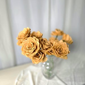 Paper Yellow Gold Roses, Fall Florals, Artificial Flowers, Fall Wedding, Rustic Flower Decor