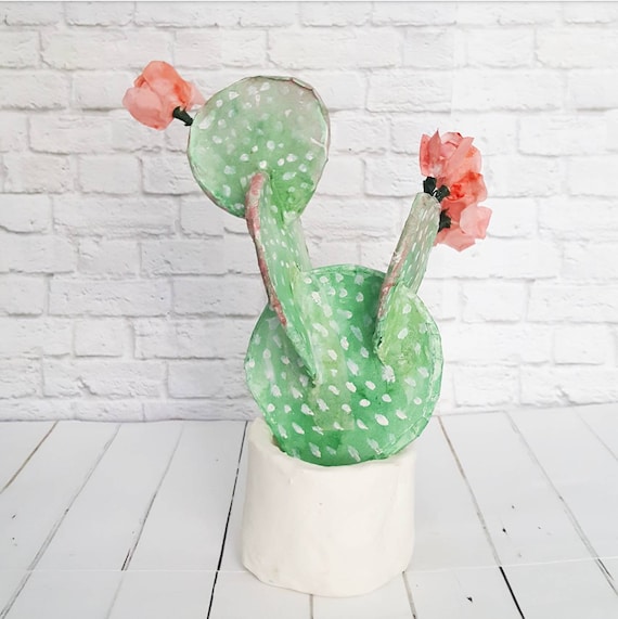 Paper Cactus Plant Bloomed Cactuse Decor Cactus Flower Cacti Etsy