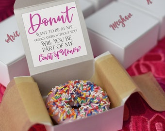 Donut Proposal Box  ||  Quinceañera || SWEET 16 || DIY  || birthday  ||  proposal || ask  || customized gift box  || party favor