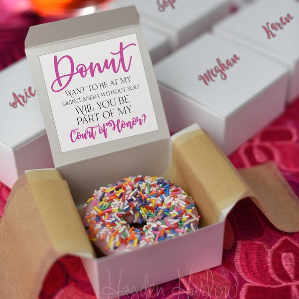 Donut Proposal Box  ||  Quinceañera || SWEET 16 || DIY  || birthday  ||  proposal || ask  || customized gift box  || party favor