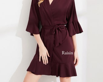 NEW! Soft Ruffle Robe sizes XS to 5XL | 22 colors | Embroidered & Customizable Bridesmaid Robe | child and teen sizes too! mauve