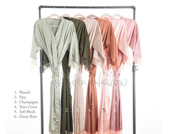 NEW! Midi Length Satin & Lace robe - Adult Sizes 0 thru 5XL | long robe | gift | bride | honeymoon | bridesmaid Robe | long