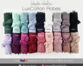 COTTON Robe w matching LUX lace -18 colors sizes XS thru 3XL, child sizes Monogrammable, Customizable Cotton Bridesmaid Robe