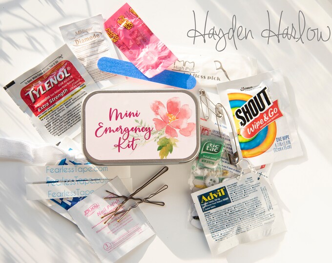Custom Bridal Emergency Kit - Small White Bag- Bride Survival Kit - Wedding Day Emergency Kit - Bridal Shower Gift - Gift for Bride