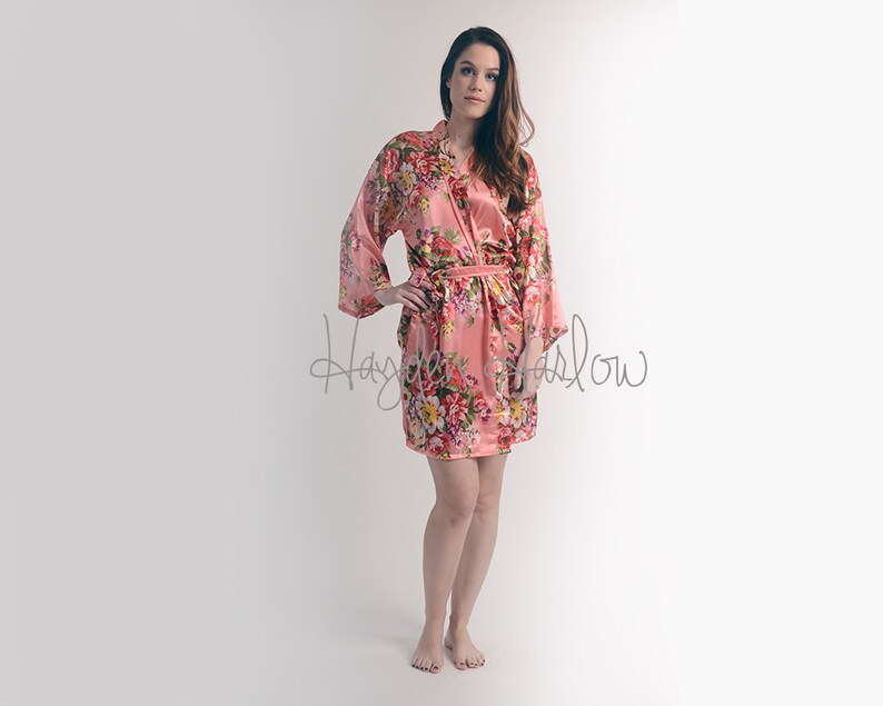 peach floral robe
