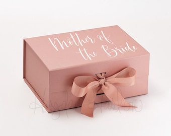 Personalized Luxury Gift Box with Ribbon | Bride | Bridesmaid | Shower Gift | Food safe - MEDIUM Rectangle (A5D Box)