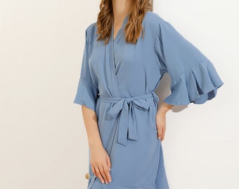 NEW! Soft Ruffle Robe sizes XS to 5XL | 22 colors | Embroidered & Customizable Bridesmaid Robe | child and teen sizes too!