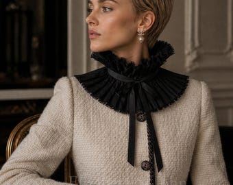 Hand-Pleated Ruffled Collar - Bridal Couture Detachable Neckpiece - Editorial