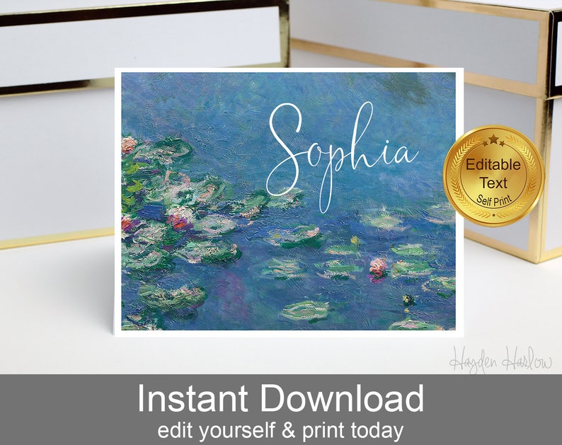 Floral- Try before you buy Editable WATER LILIES- Instant Download Wedding Cards Will you be my Bridesmaid Cards