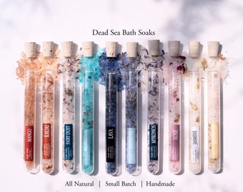 Dead Sea Bath Soak, Luxe Crystal Salts in Test Tubes,  Flirty Scents,  Natural Spa Vibes,  Small Batch Self Care