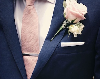 READY TO SHIP Silk Dupioni Men's necktie in Pale Pink (as shown) - Standard width