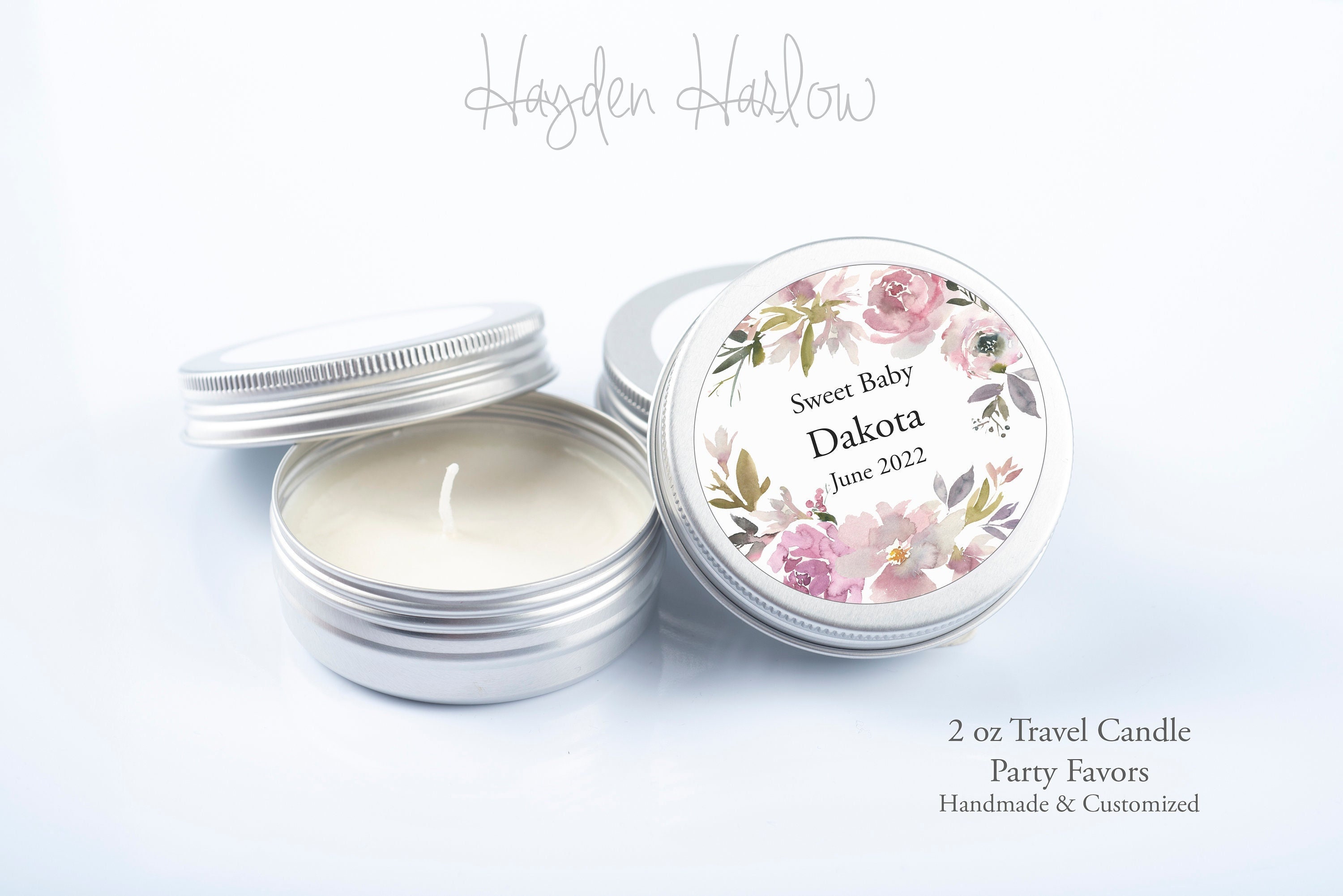 Hand Poured Travel CANDLE Party Favor Silver Tin Customized Gender Neutral  Baby Shower Birthday Wedding Bridal Shower 2cand - Etsy