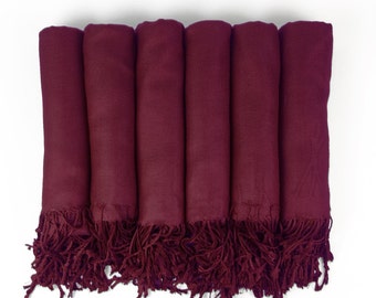 Pashmina Shawl in WINE-  Bridesmaid Gift, Wedding Favor, Bridal party gift - Monogrammable