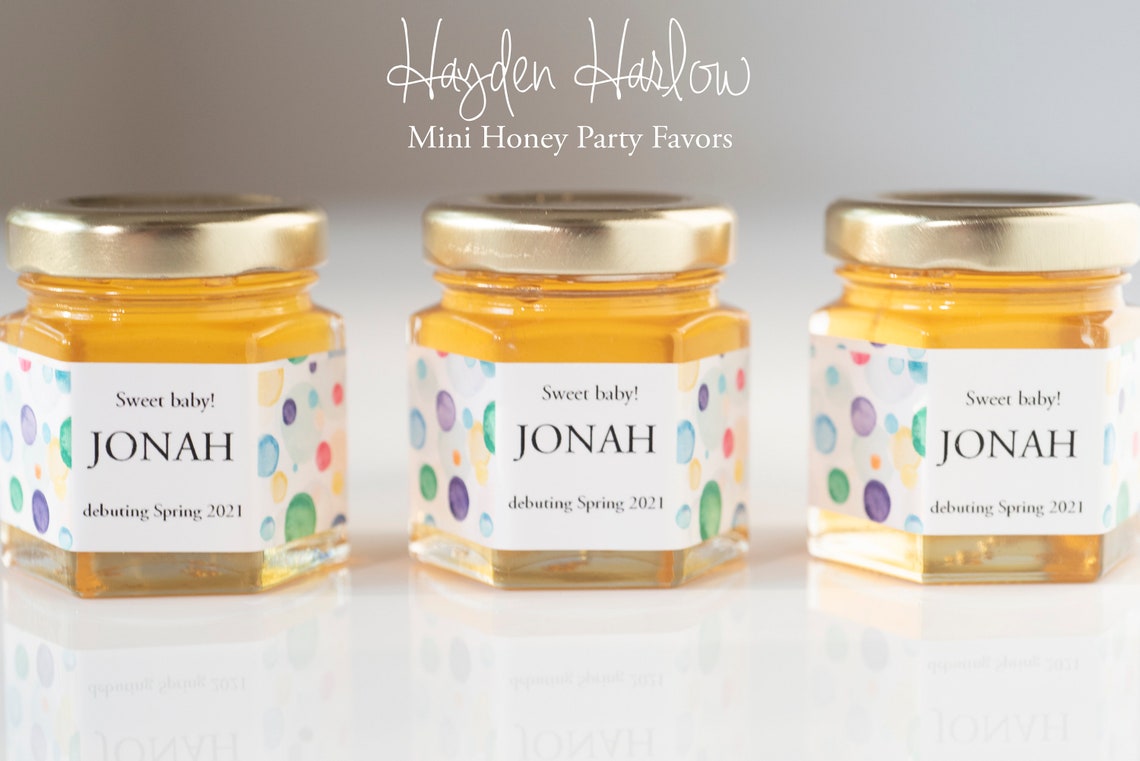 Mini Honey Jar Party Favor CONFETTI Print Customized Etsy