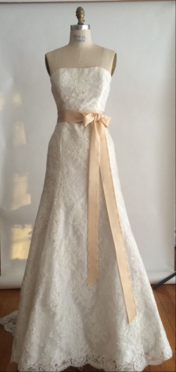 Champagne Grosgrain Bridal Ribbon Sash Couture Wedding Belt