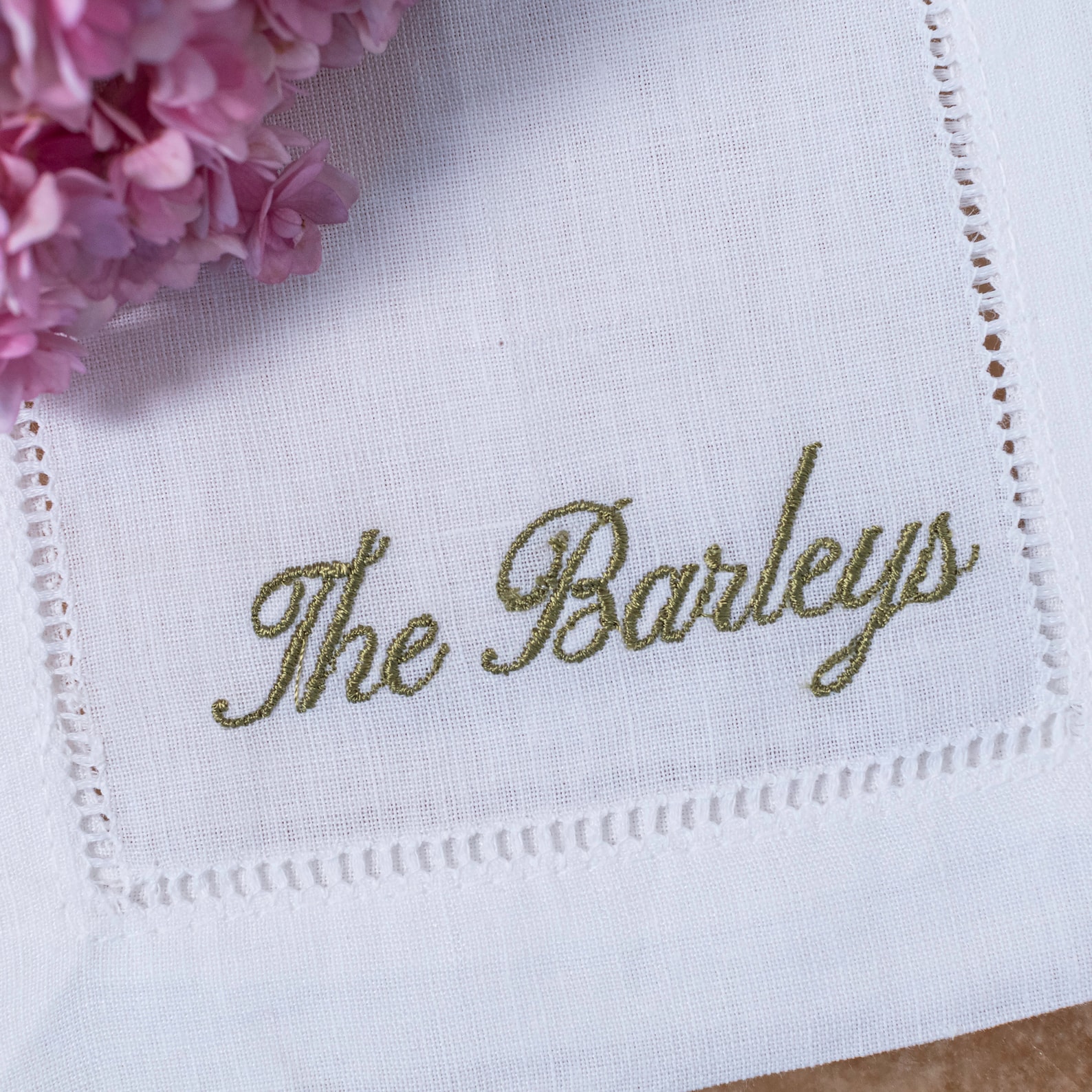 Personalized Embroidered Cocktail Napkins Set of 4