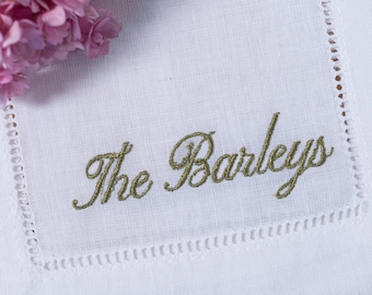 Personalized Embroidered Cocktail Napkins with Classic French Script Custom Name Set of 4, 6, 12, 20 |