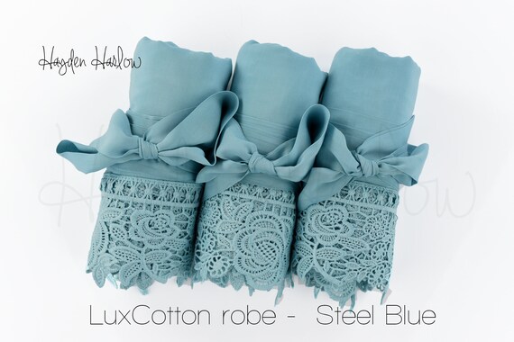 steel blue bridesmaid robes