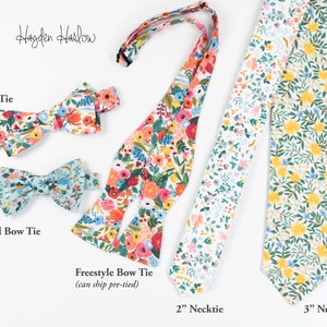 Gravata floral personalizada, gravata borboleta e lenço de bolso, suspensórios | Feito à mão | CASTLETON imagem 4