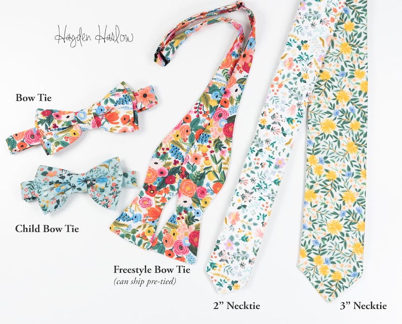 Gravata floral personalizada, gravata borboleta e lenço de bolso, suspensórios | Feito à mão | CASTLETON imagem 4