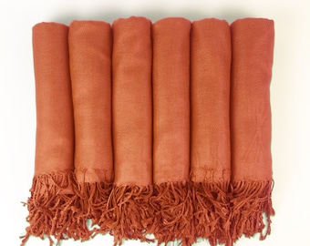 Pashmina shawl in Burnt Orange-Rust Bridesmaid Gift, Wedding Favor -Party favor- sorority