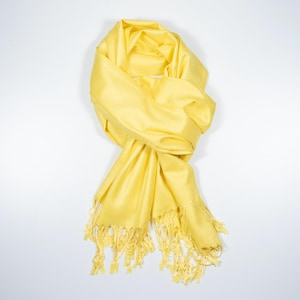 Premium Pashmina Shawl in LEMON yellow, Bridesmaid Gift, Wedding Favor, Bridal party gift, Monogram option sorority