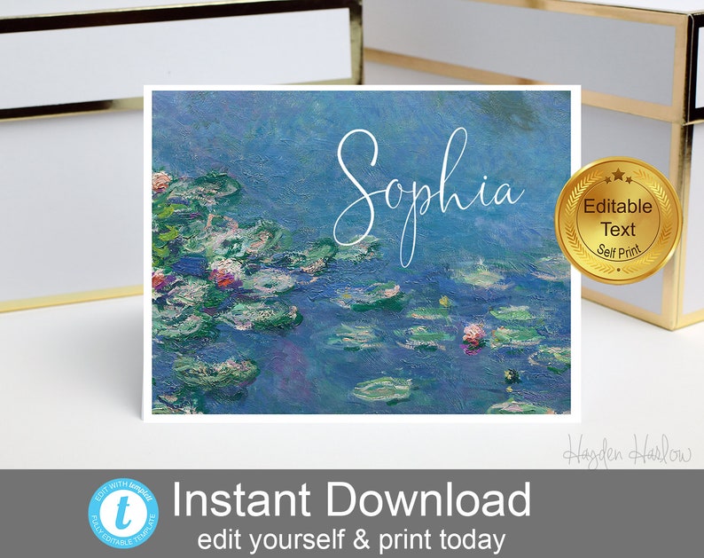 Floral- Try before you buy Editable WATER LILIES- Instant Download Wedding Cards Will you be my Bridesmaid Cards