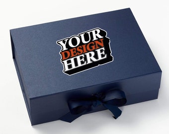 XLarge CUSTOM LOGO Luxury Gift Box with Ribbon in 6 colors | Food Safe, generous sized - XL Rectangle (XLRib)