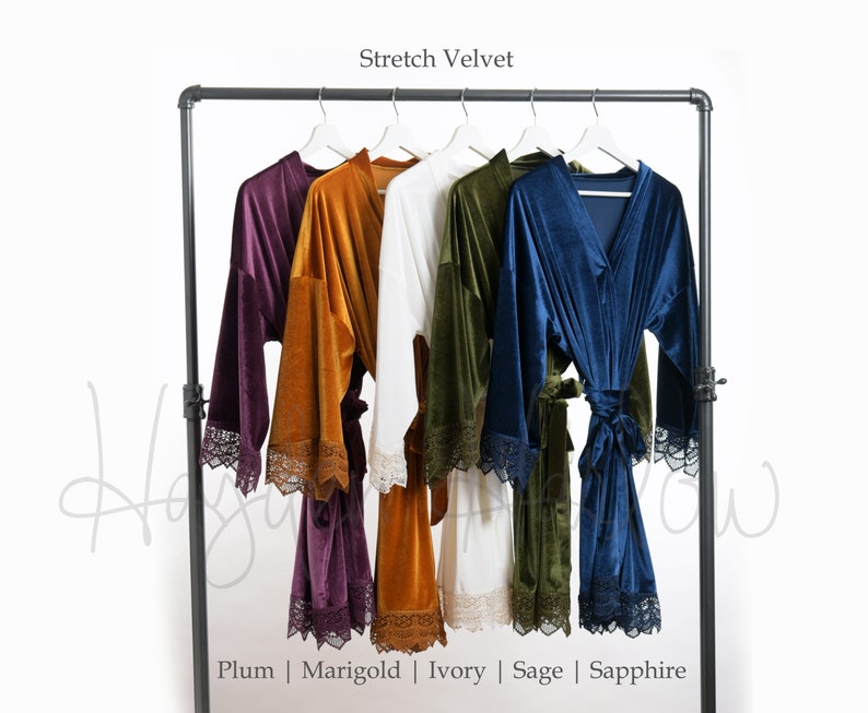 New Color FRENCH BLUE Luxurious Stretch Velvet & Lace robes Etsy