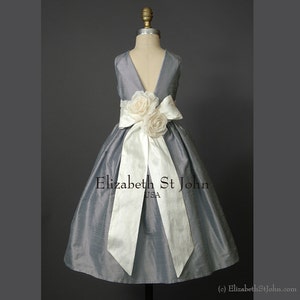 TINA Silk dupioni shantung flower girl dress - sizes 6 months to 8 in your choice of over 40 colors