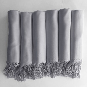 Pashmina shawl in Silver Grey - Bridesmaid Gift, Wedding Favor - Monogrammable