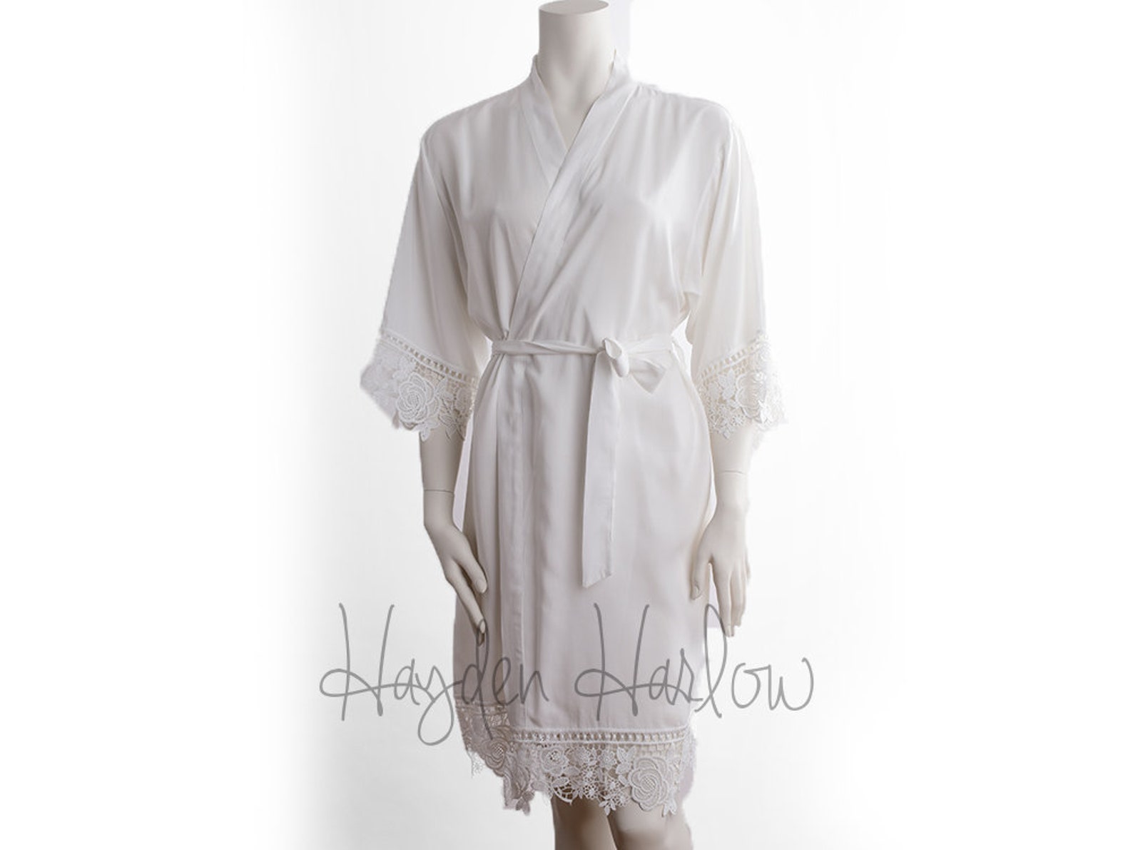 WHITE Cotton Robe Matching LUX Lace Trim monogrammable Etsy
