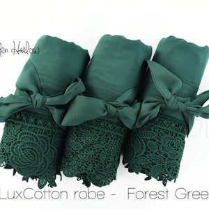 FOREST GREEN Robe Größen XS bis 5XL mit passender Spitze, Monogramm Option, Blumenmädchen, Brautjungfer Geschenk, Braut , Stickerei