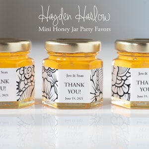 Mini Honey Jar Party Favor,  PAISLEY GARDEN Print, customized, gender neutral,  baby shower, birthday, mommy to bee
