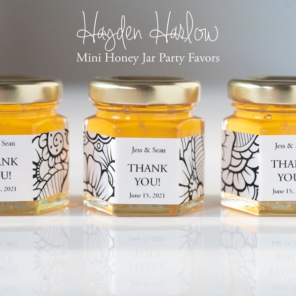 Mini Honey Jar Party Favor  | PAISLEY GARDEN Print | customized | gender neutral | baby shower | birthday | mommy to bee {paisgar} {mhon}